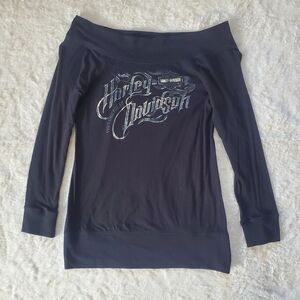 OFFSHOULDER Harley Davidson SEXY Long Sleeve Shirt. NEW without Tags.